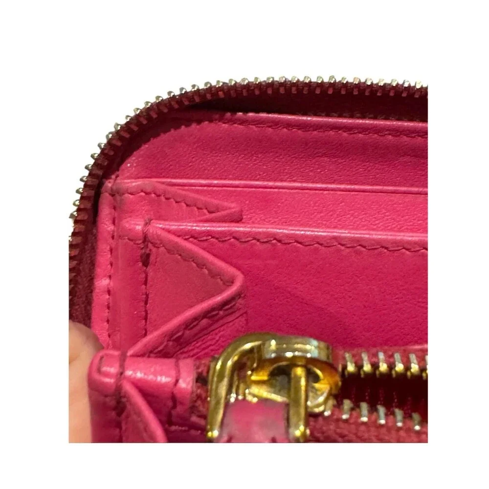 Prada 1M0506 Fuchsia Pink Quilted Nappa Leather Zip Around Continental Wallet